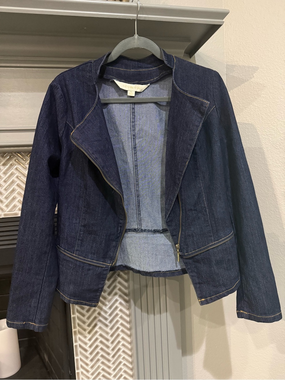 Dark Blue Denim Zip-Front Women's Jacket